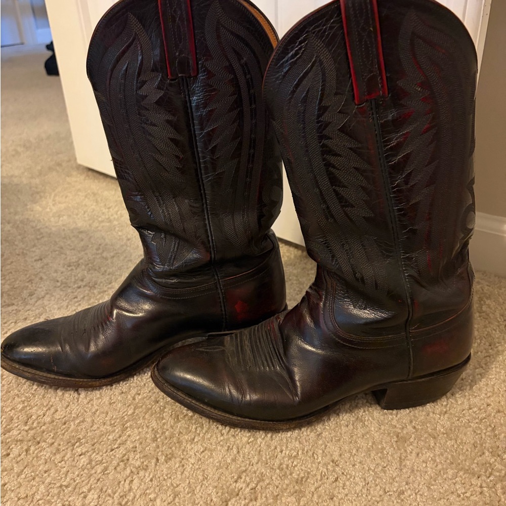 Lucchese Cherry Black Cowboy Boots